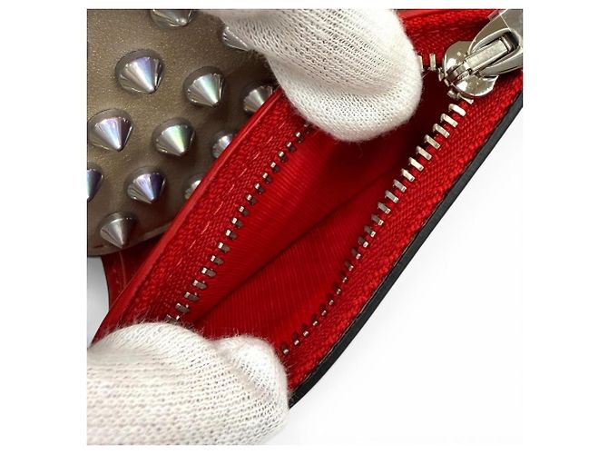 Cartera compacta de piel tri-fold Christian Louboutin Beige - vista 6