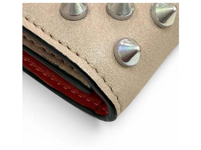 Cartera compacta de piel tri-fold Christian Louboutin Beige - vista 9