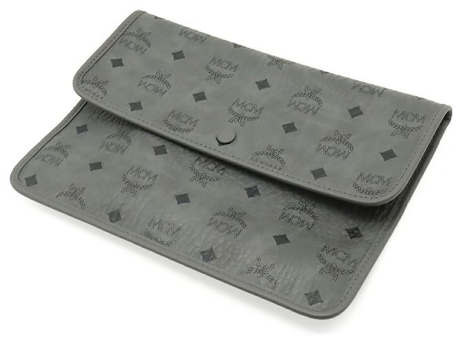 Mala Tote MCM Visetos Preta e Cinza de Pele e PVC Marrom Preto - vista 10