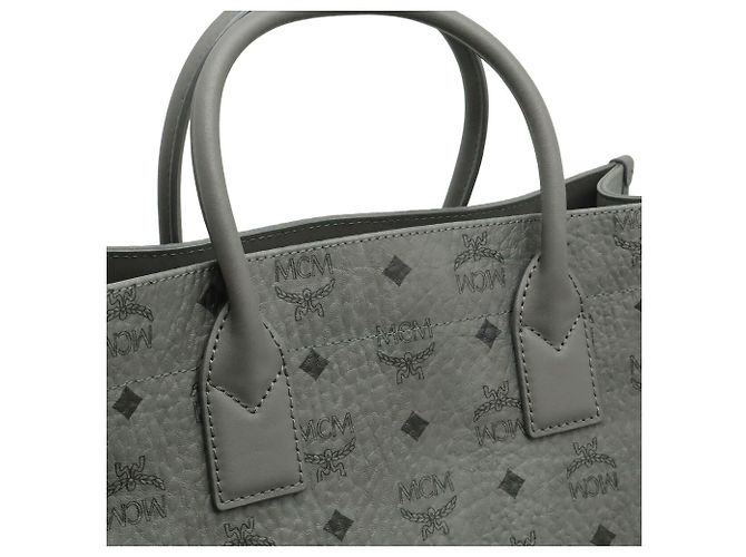 Mala Tote MCM Visetos Preta e Cinza de Pele e PVC Marrom Preto - vista 8