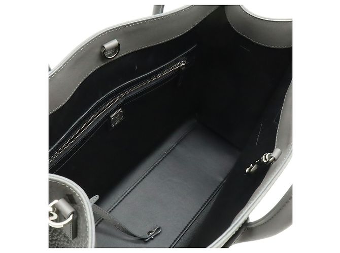 Mala Tote MCM Visetos Preta e Cinza de Pele e PVC Marrom Preto - vista 9