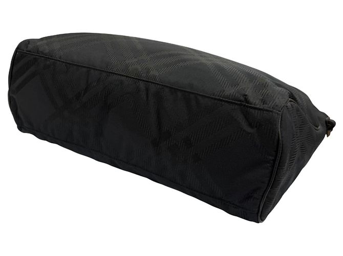 Borsa Tote Grande Burberry in Nylon Check Jacquard Nero - vista 4