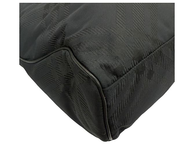 Borsa Tote Grande Burberry in Nylon Check Jacquard Nero - vista 5