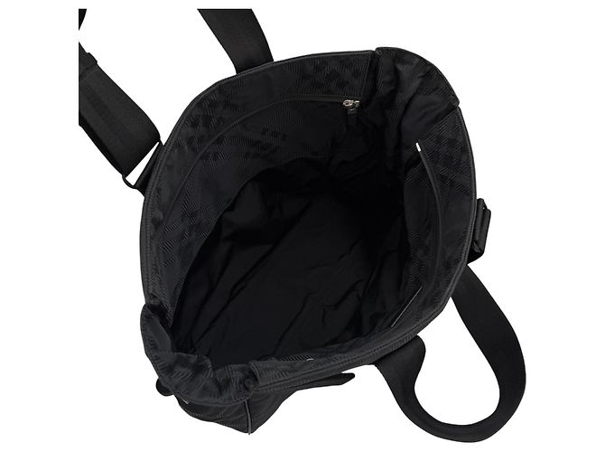 Borsa Tote Grande Burberry in Nylon Check Jacquard Nero - vista 7