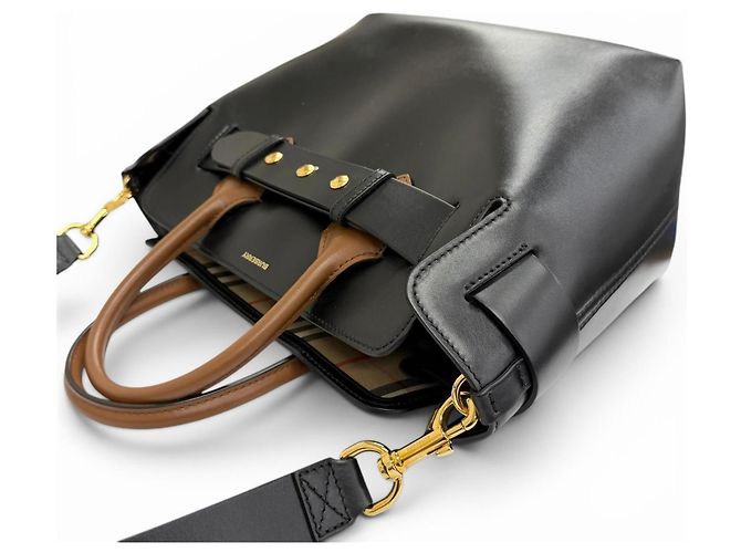 Burberry 8021279 Small 2-Way Tote and Shoulder Bag Marrone Nero - vista 5