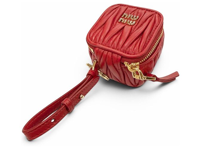Charm in pelle Matelassé Miu Miu Rosso D'oro - vista 4