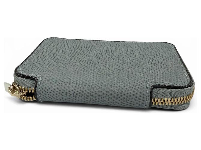 Valextra Round Zip Leather Mini Wallet Brown Blue - view 3