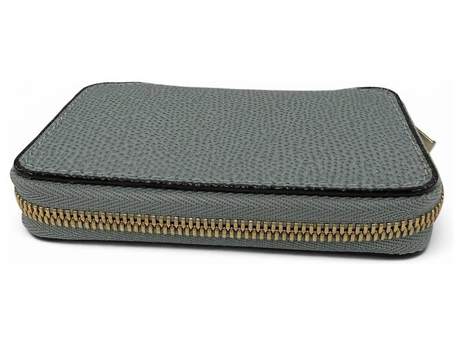 Valextra Round Zip Leather Mini Wallet Brown Blue - view 4
