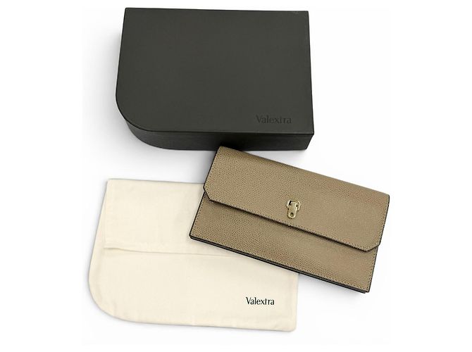 Valextra Greige Leather Long Wallet Grey - view 2