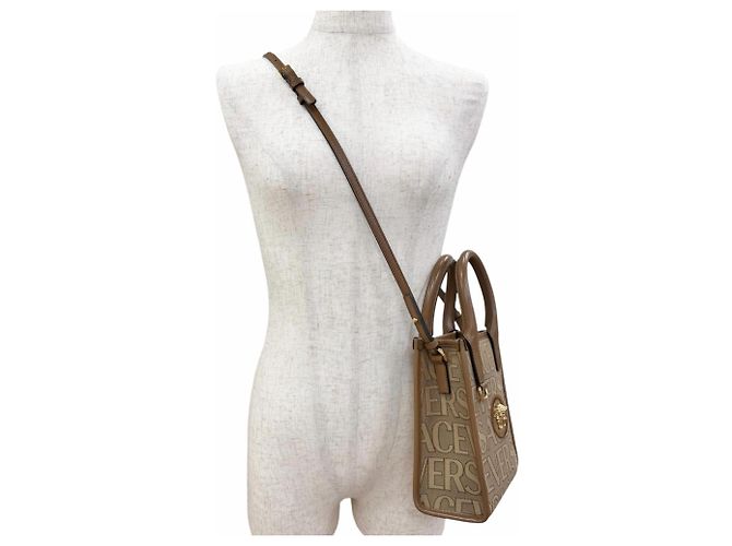 Borsa Versace La Medusa in tela e pelle Marrone Beige - vista 2