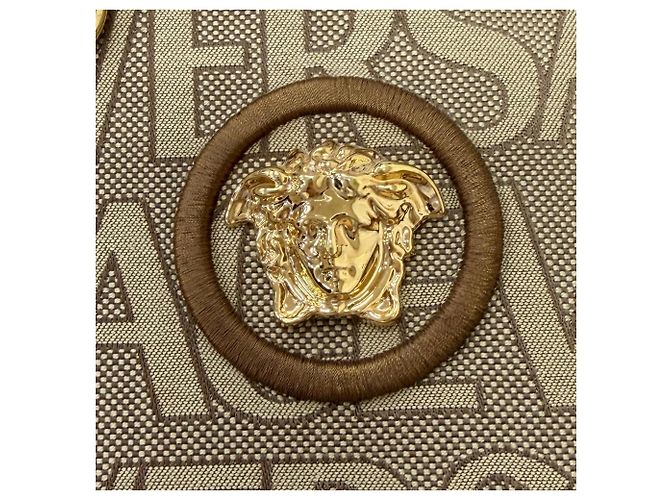 Borsa Versace La Medusa in tela e pelle Marrone Beige - vista 8