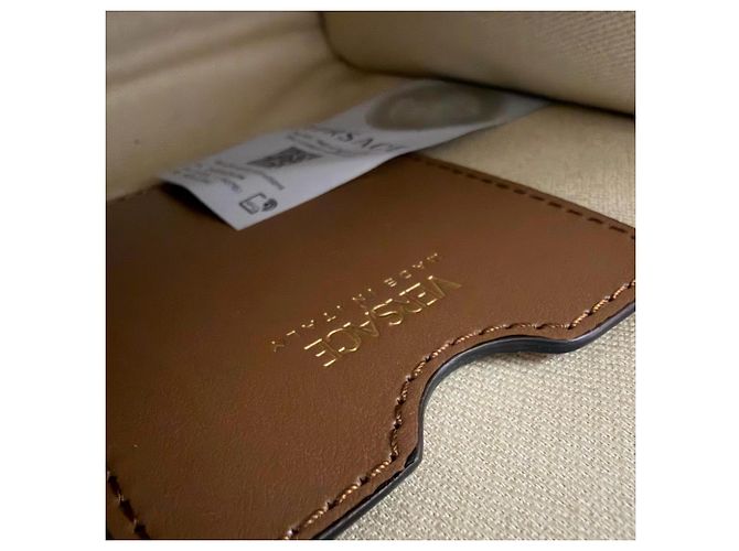 Borsa Versace La Medusa in tela e pelle Marrone Beige - vista 9