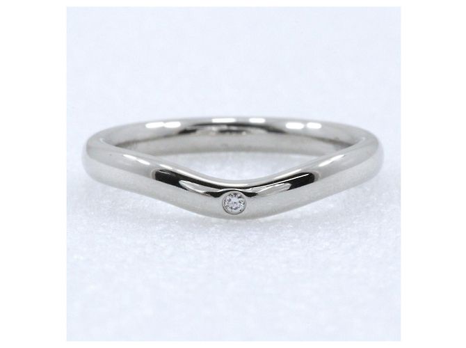 Fede curva Tiffany & Co. Elsa Peretti in platino con diamanti Argento - vista 2