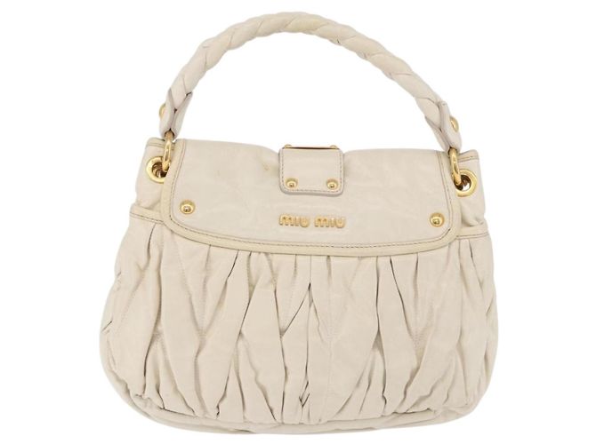 Miu Miu Coffer Hobo Matelasse Leather Large Beige - vista 2
