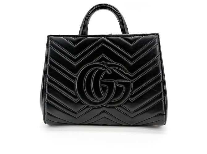 Gucci GG Marmont Tote aus gestepptem Leder Medium Schwarz - Ansicht 2