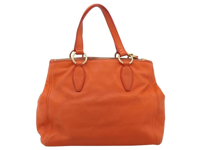 Miu Miu Caribou Convertible Tote Leather Medium Arancione - vista 2