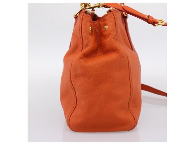 Miu Miu Caribou Convertible Tote Leather Medium Arancione - vista 5
