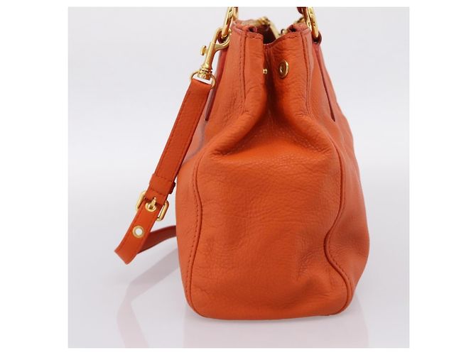 Miu Miu Caribou Convertible Tote Leather Medium Arancione - vista 6