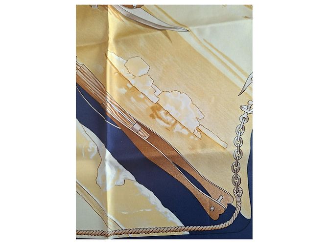 Hermès Grønland Seidentuch 90cm Marineblau - Ansicht 10