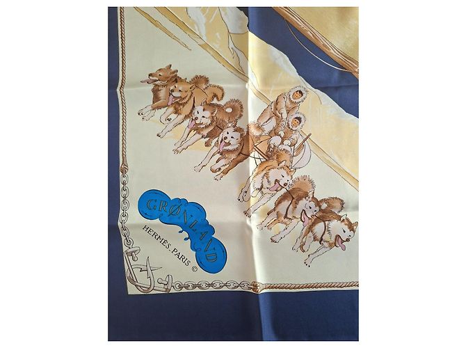 Hermès Grønland Seidentuch 90cm Marineblau - Ansicht 2