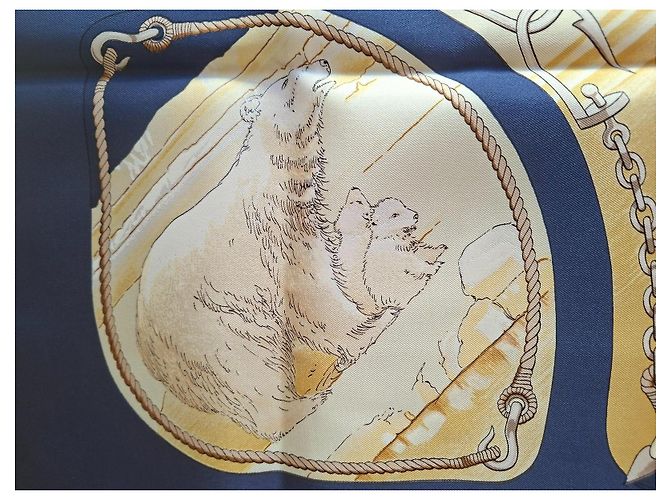 Hermès Grønland Seidentuch 90cm Marineblau - Ansicht 3