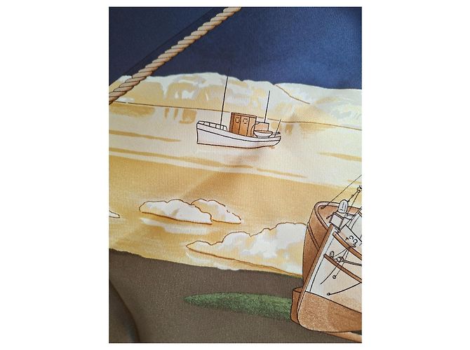 Hermès Grønland Seidentuch 90cm Marineblau - Ansicht 4