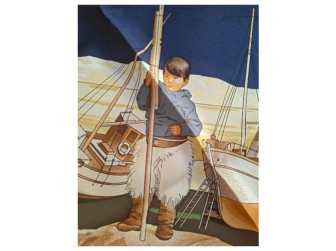 Hermès Grønland Seidentuch 90cm Marineblau - Ansicht 5