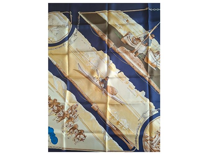 Hermès Grønland Seidentuch 90cm Marineblau - Ansicht 6