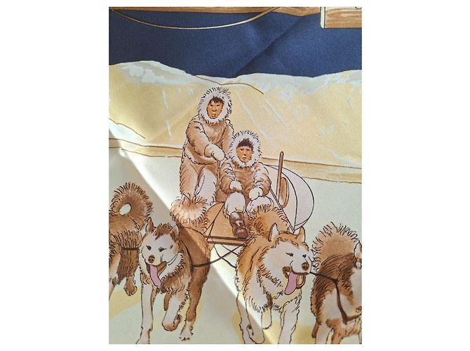 Hermès Grønland Seidentuch 90cm Marineblau - Ansicht 8