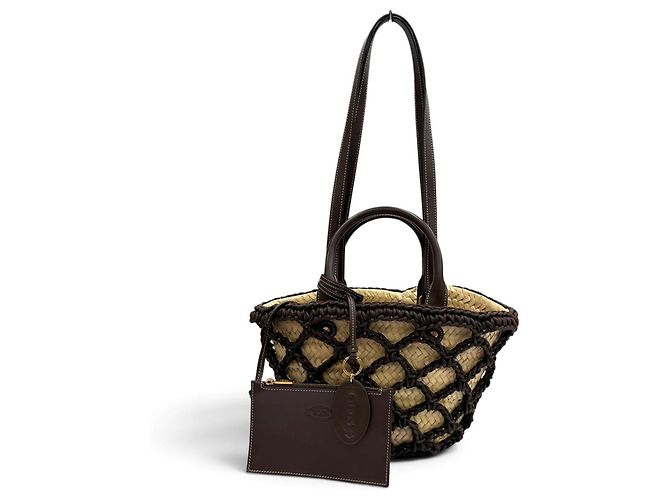 Tod's Raffia Charm & Pouch Bag Brown - view 2