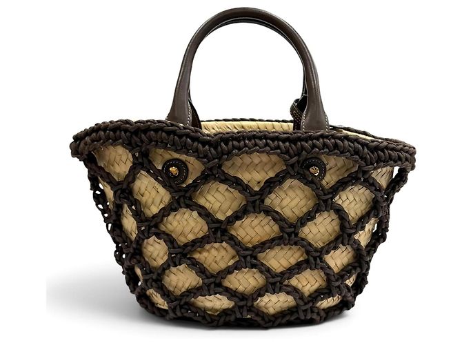 Tod's Raffia Charm & Pouch Bag Brown - view 3