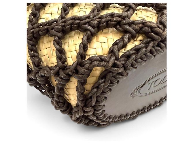 Tod's Raffia Charm & Pouch Bag Brown - view 7