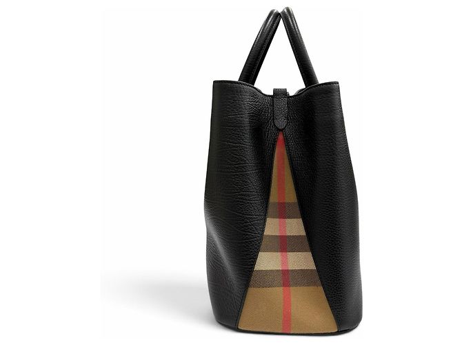 Borsa a mano in pelle media Burberry Bermondsey Check Nero - vista 5