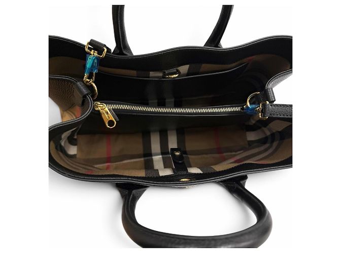 Borsa a mano in pelle media Burberry Bermondsey Check Nero - vista 7