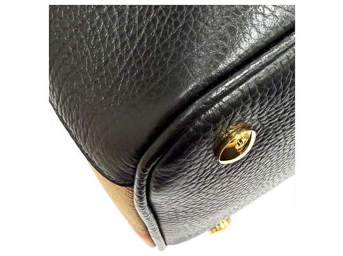 Borsa a mano in pelle media Burberry Bermondsey Check Nero - vista 8