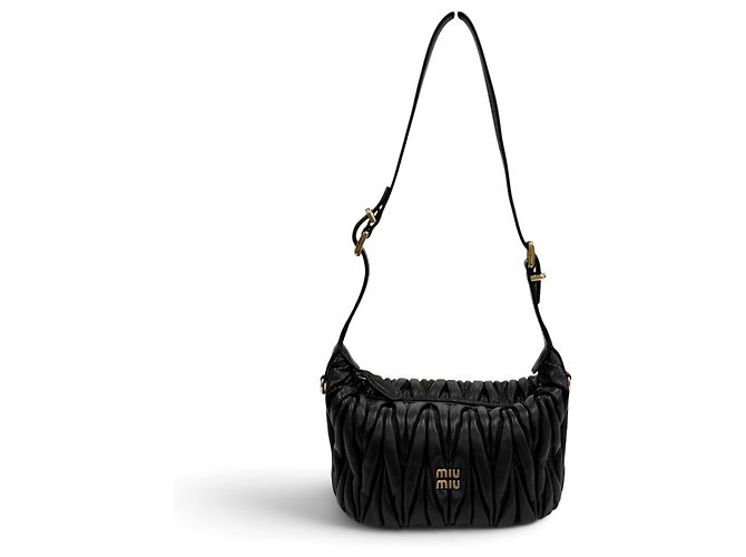 Borsa a tracolla Miu Miu in pelle di agnello Matelassé nera Nero - vista 3