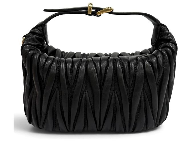 Borsa a tracolla Miu Miu in pelle di agnello Matelassé nera Nero - vista 4
