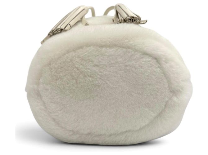 Borsa a tracolla Miu Miu 5BE085 in pelliccia di pecora con logo in metallo Bianco - vista 6