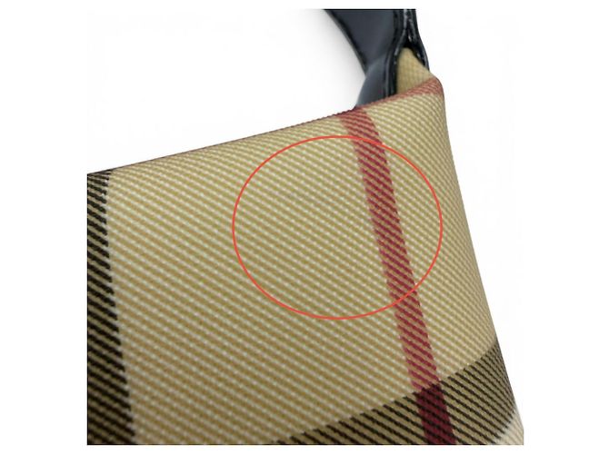 Borsa a mano in pelle Burberry Nova Check Nero Beige - vista 11