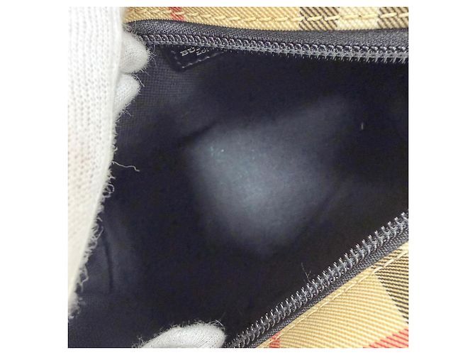Borsa a mano in pelle Burberry Nova Check Nero Beige - vista 6