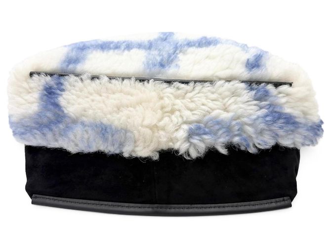 Sac cabas Marni Mouton en cuir de vachette Noir Blanc Bleu - vue 5