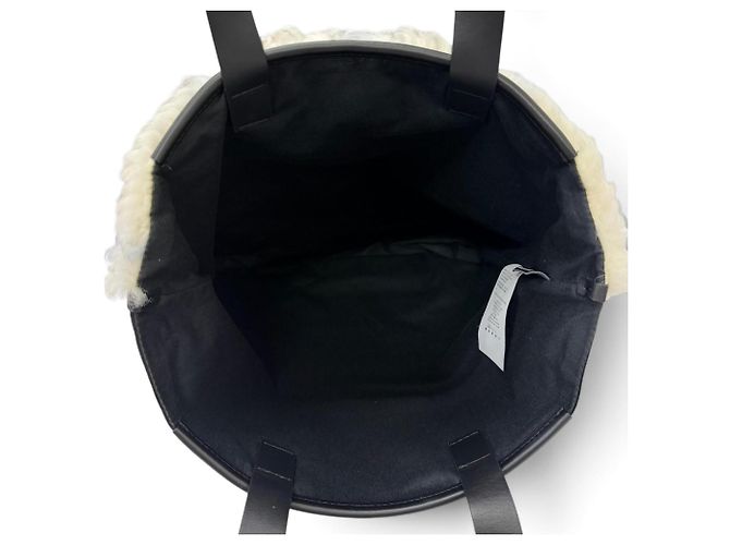 Sac cabas Marni Mouton en cuir de vachette Noir Blanc Bleu - vue 6