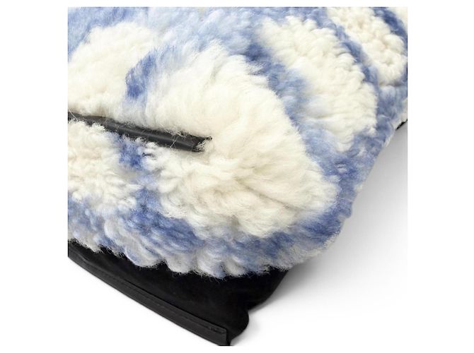 Sac cabas Marni Mouton en cuir de vachette Noir Blanc Bleu - vue 7