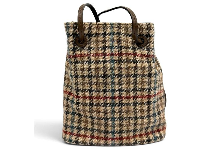 Borsa a tracolla Miu Miu in tweed pied-de-poule e pelle con logo Multicolore - vista 4