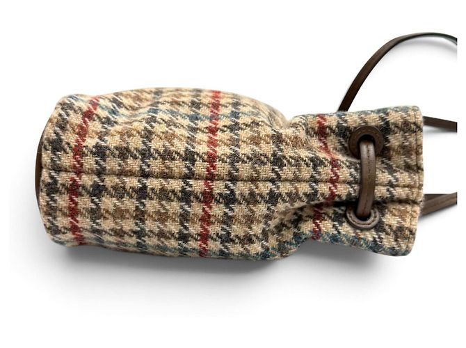 Borsa a tracolla Miu Miu in tweed pied-de-poule e pelle con logo Multicolore - vista 5