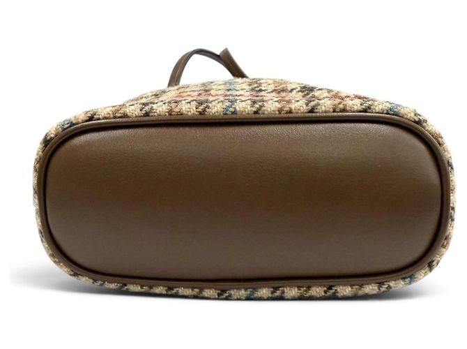 Borsa a tracolla Miu Miu in tweed pied-de-poule e pelle con logo Multicolore - vista 6