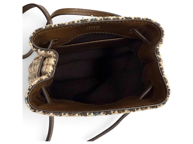 Borsa a tracolla Miu Miu in tweed pied-de-poule e pelle con logo Multicolore - vista 7