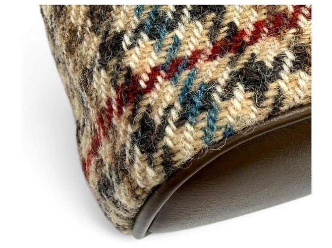 Borsa a tracolla Miu Miu in tweed pied-de-poule e pelle con logo Multicolore - vista 8