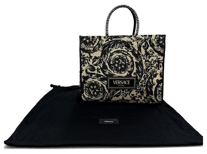 Versace Barocco Athena Raffia Tote Bag Schwarz - Ansicht 2