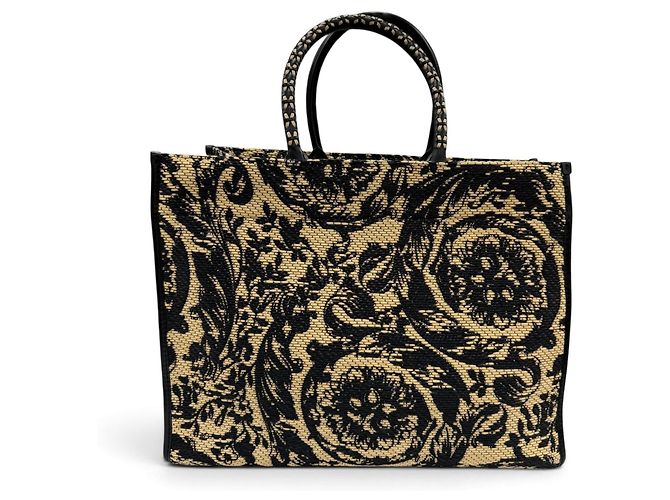 Versace Barocco Athena Raffia Tote Bag Schwarz - Ansicht 3
